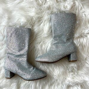 Girls Silver Rhinestone Boots